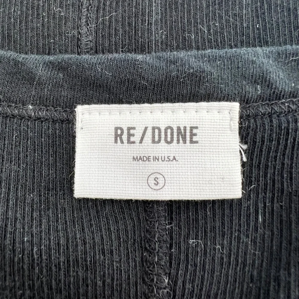 RE/DONE Black Ribbed Knit Tank Bodysuit Scoop Neck Size S 1124-8WRTKB USA Made - Picture 4 of 5